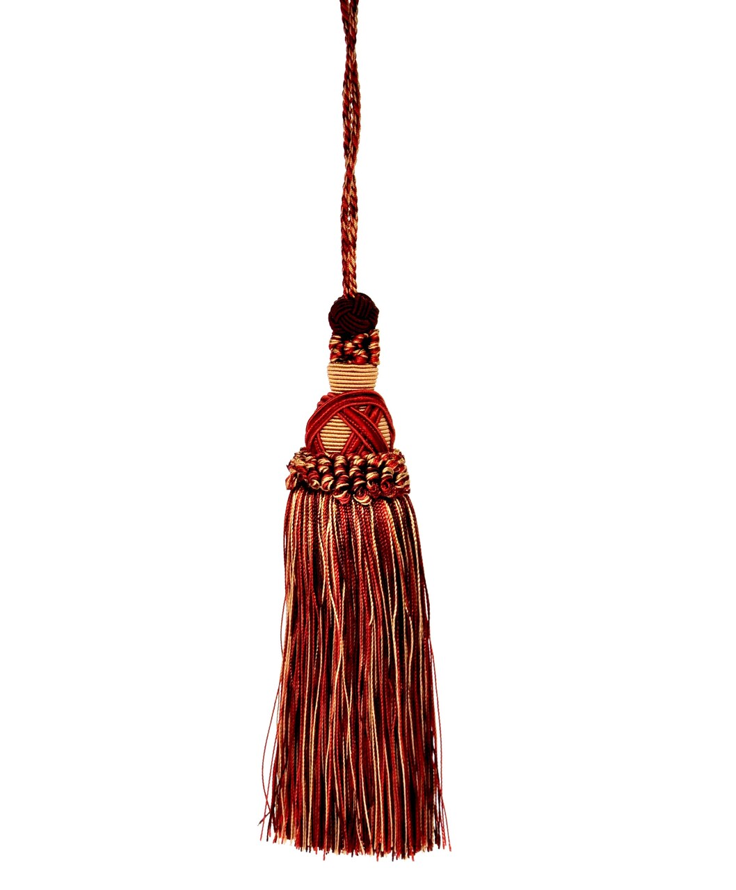 Belagio Tassel, 7” Length with 5.5” Cord, Milante Collection, Mocha/Rust